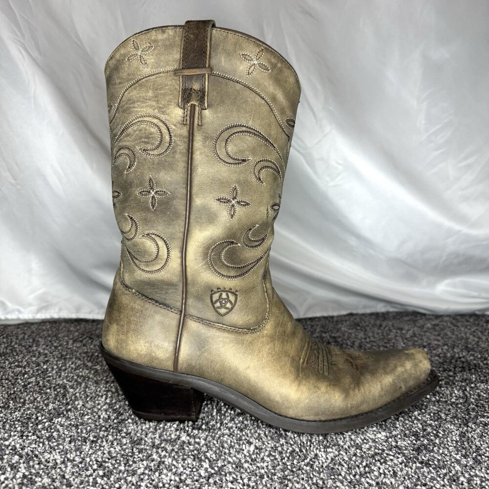 Ariat Tailgate Cowgirl Boots Womens 8 B Distressed Brown Leather Heeled 3629